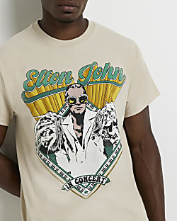 Stone regular fit Elton John graphic t-shirt