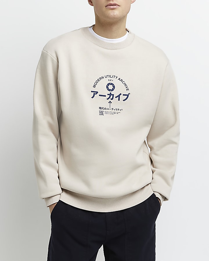 Stone regular fit graphic sweatshirt