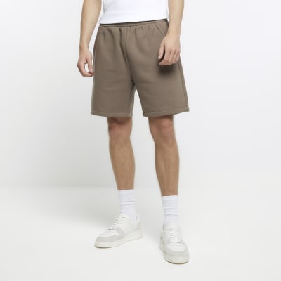 Stone regular fit jersey shorts River Island