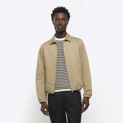 Stone regular fit smart Harrington jacket River Island