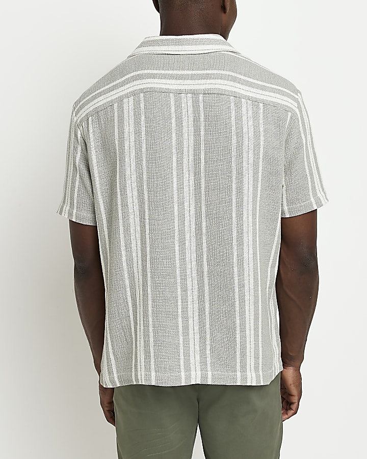 Stone Regular fit Stripe Crochet Revere Shirt