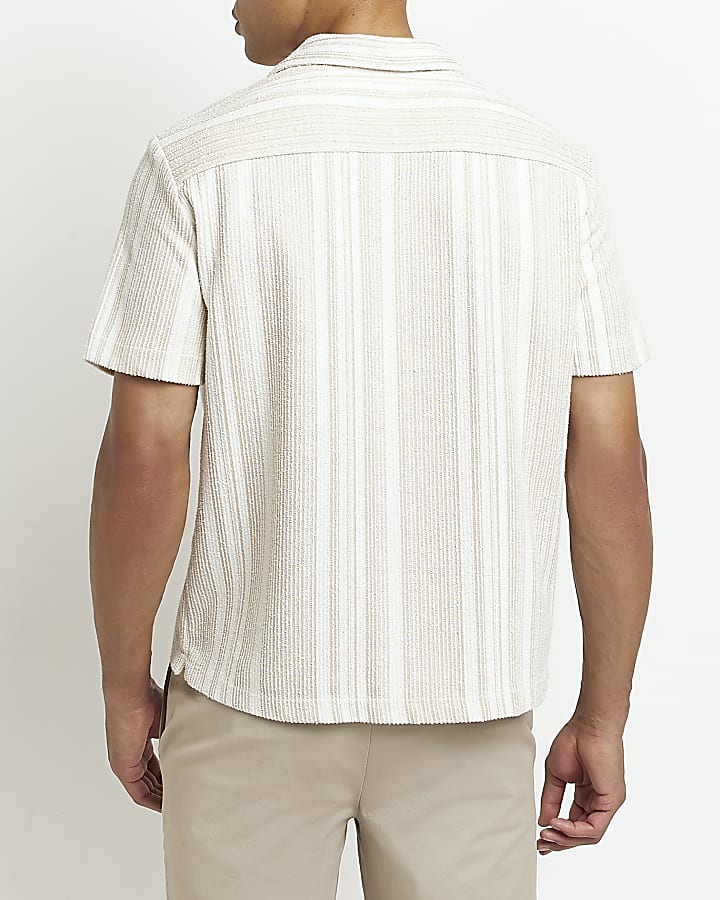 Stone Regular fit Stripe Knitted Revere Shirt
