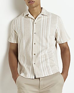 Stone Regular fit Stripe Knitted Revere Shirt