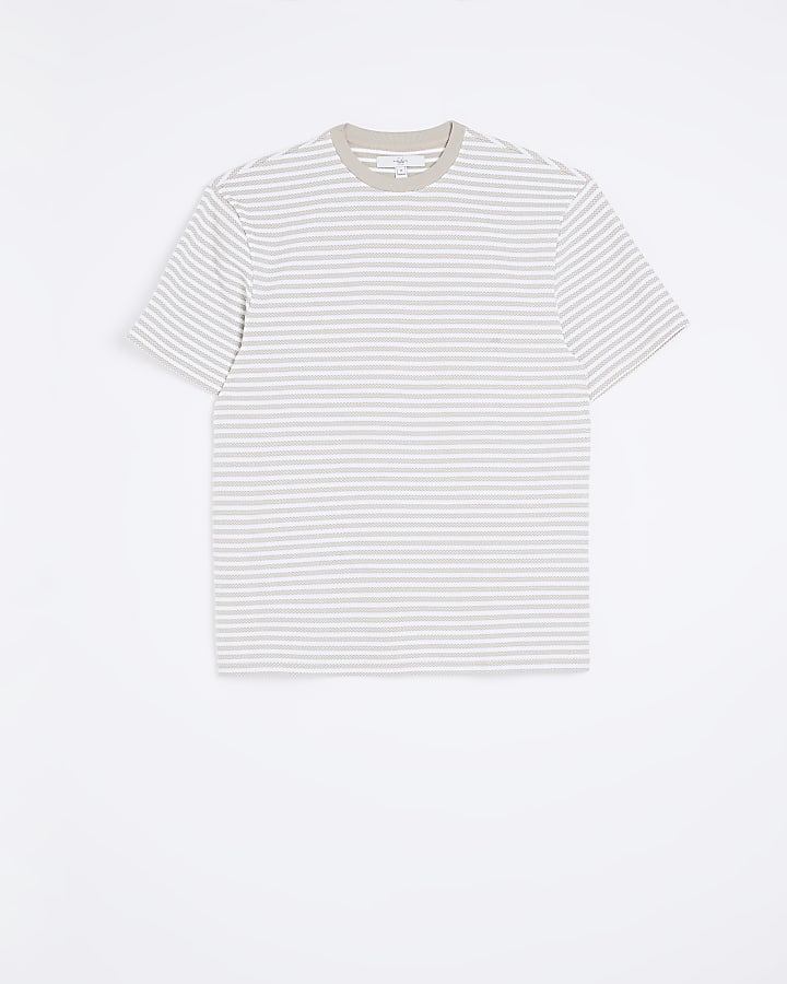 Stone regular fit striped t-shirt
