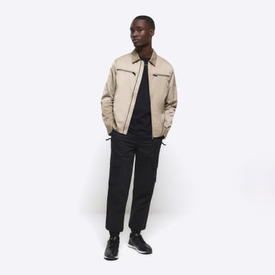 Stone regular fit zip up tech shacket | River Island