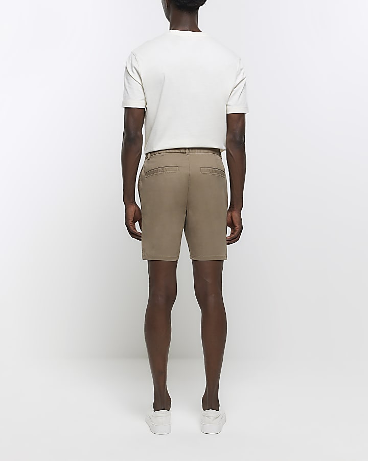 Stone skinny fit chino shorts | River Island