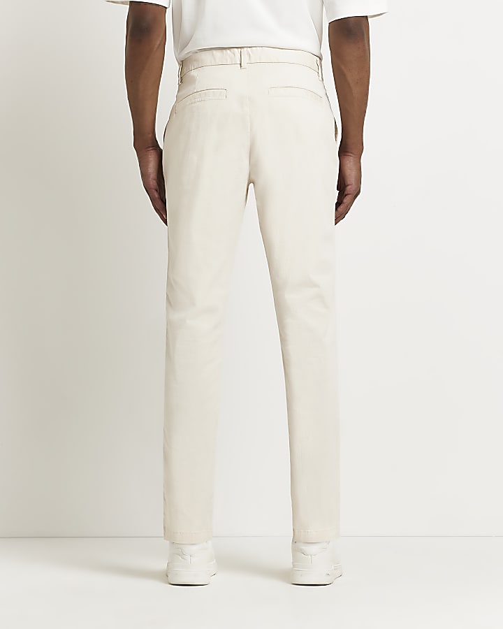 Stone skinny fit smart chino trousers