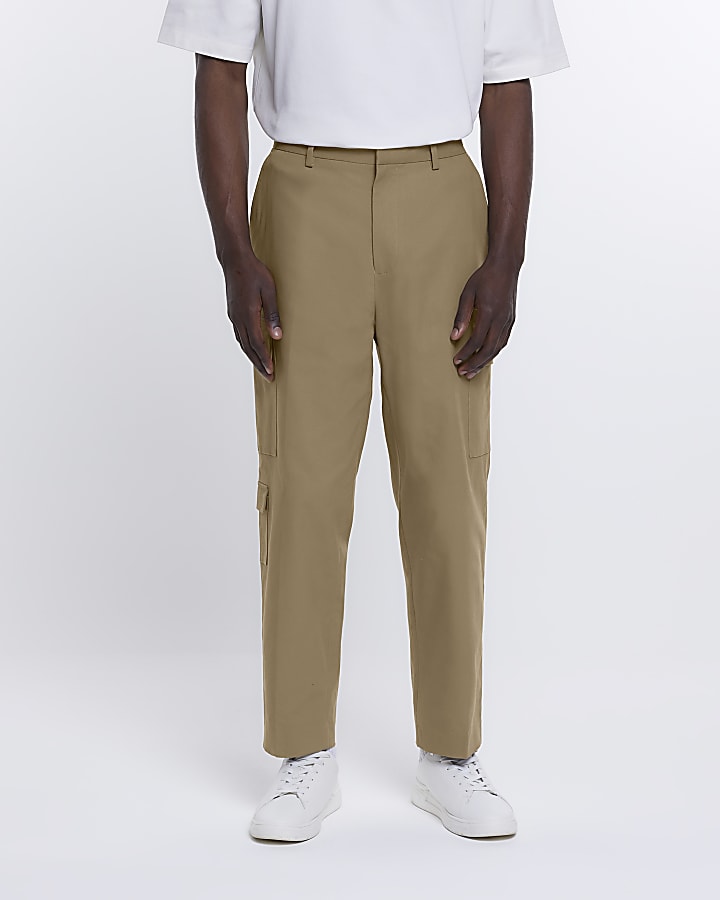 Stone Slim Fit Cargo Trousers