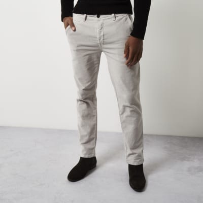 Stone slim fit corduroy chino trousers