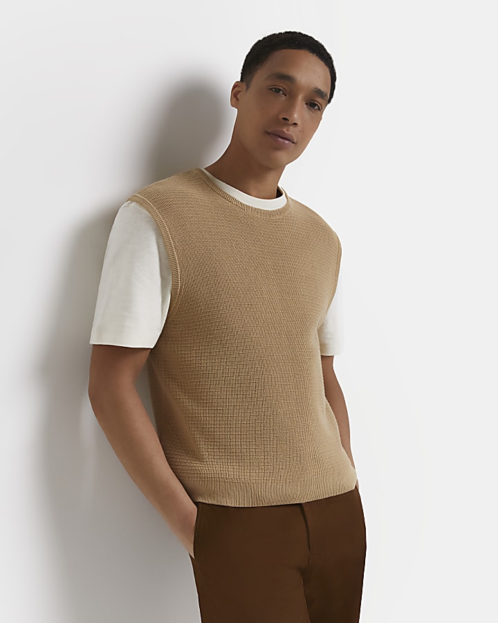 Stone slim fit knit sleeveless jumper
