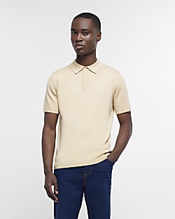 Stone slim fit knitted short sleeve polo