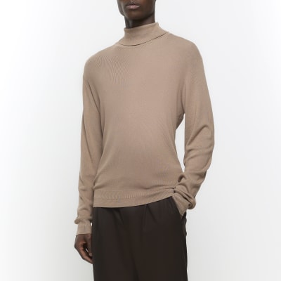 Mens slim fit roll neck clearance jumper