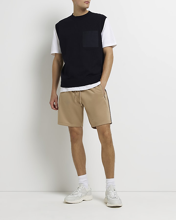 Stone Slim fit side Tape Shorts