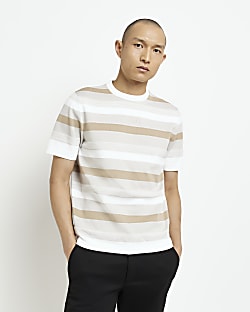 Stone slim fit striped knitted t-shirt