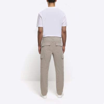 River island slim fit hot sale cargo trousers in khaki