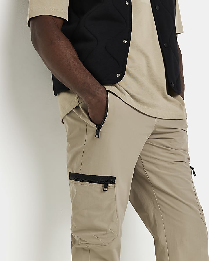 Stone Slim fit Zip Pocket Cargo trousers