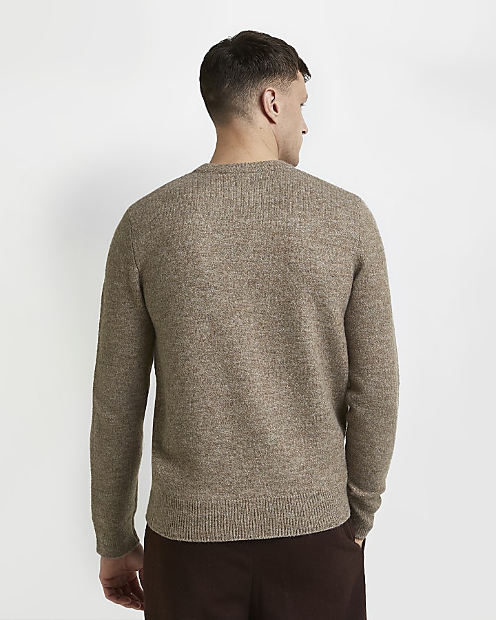 Stone soft touch slim fit knitted jumper