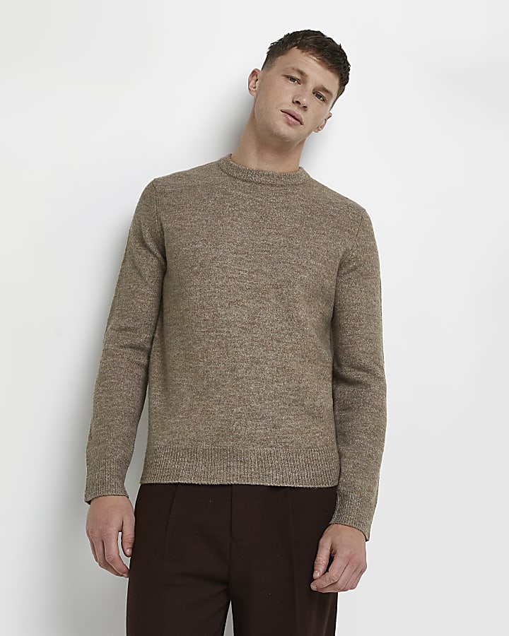 Stone soft touch slim fit knitted jumper