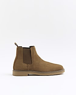 Stone suede Chelsea boots