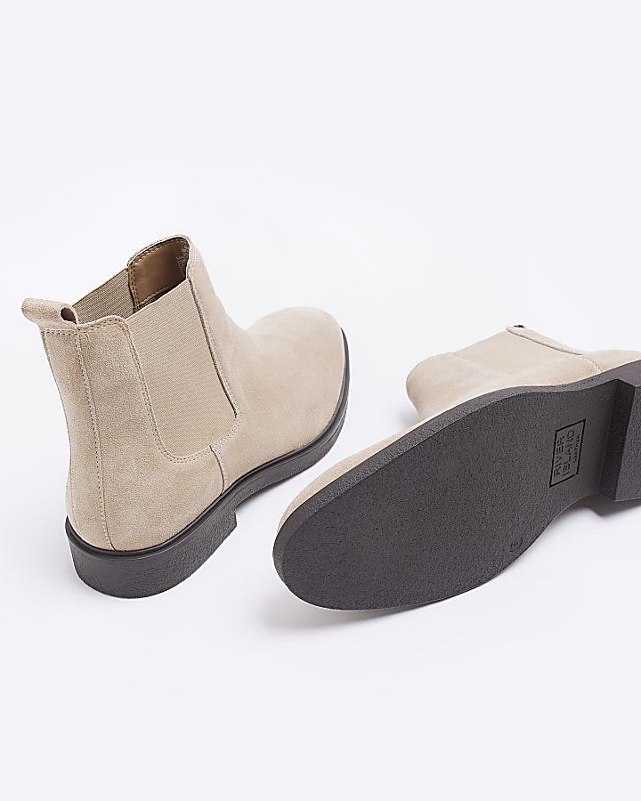 Stone suede chelsea boots