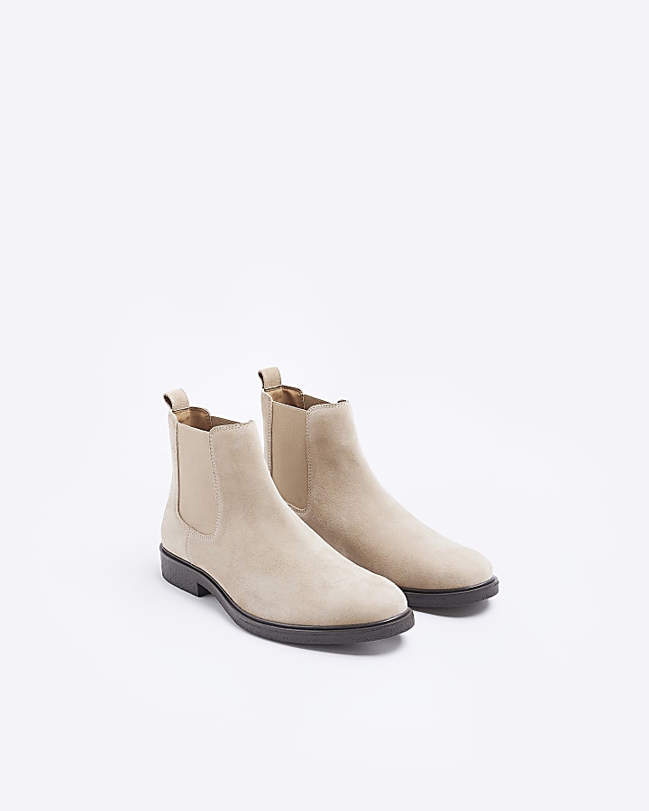 Stone suede chelsea boots