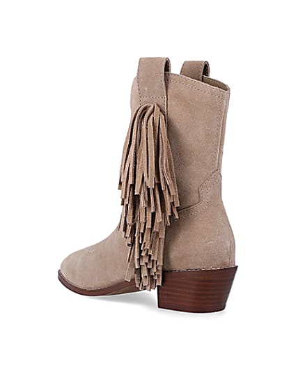 360 degree animation of product Stone suede fringe detail western boots frame-6