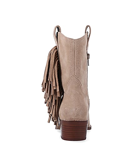 360 degree animation of product Stone suede fringe detail western boots frame-9
