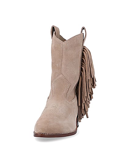 360 degree animation of product Stone suede fringe detail western boots frame-22
