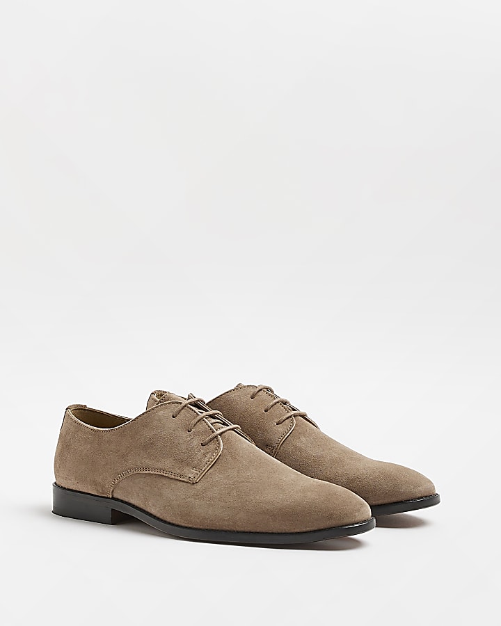 Stone Suede lace up Derby shoes