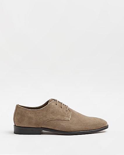 Stone Suede lace up Derby shoes