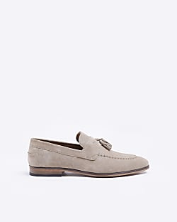 Stone suede tassel detail loafers