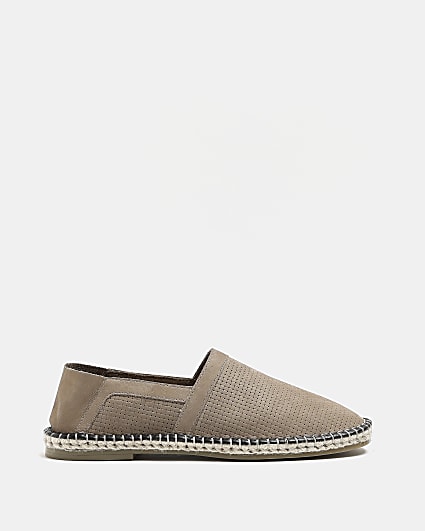 Stone Suede Woven Espadrille