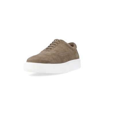 360 degree animation of product Stone suedette lace up trainers frame-23