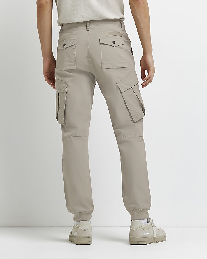 Stone tapered fit cargo trousers