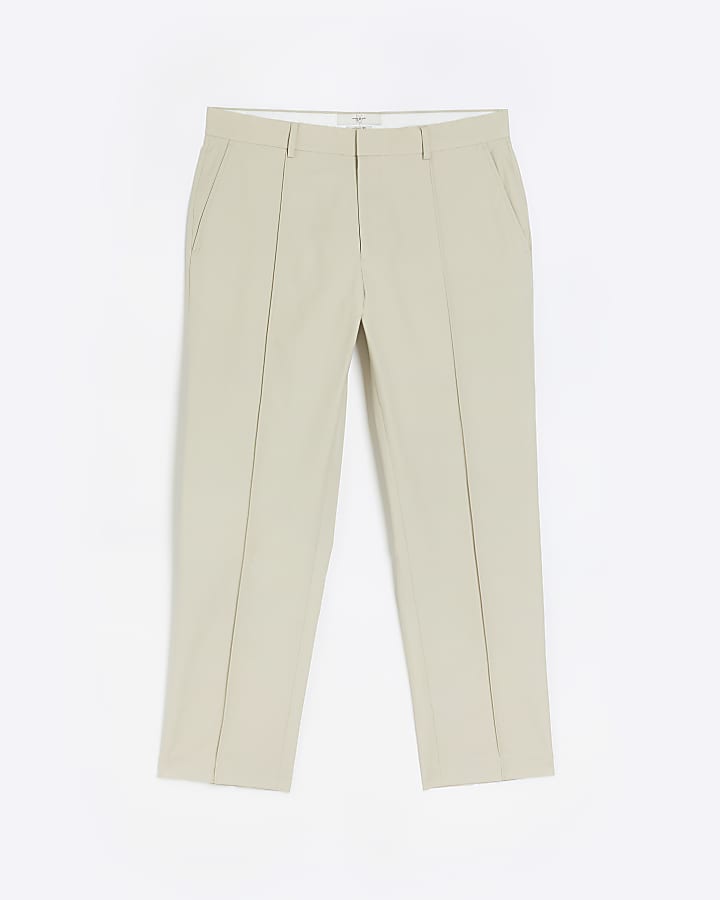Stone tapered fit smart trousers