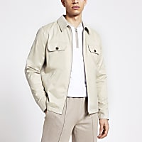 Stone water resistant overshirt jacket