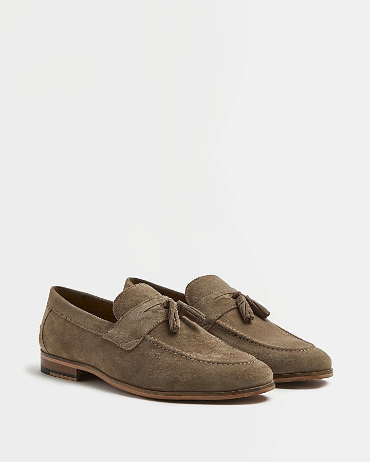 Stone wide fit suede tassel Loafers