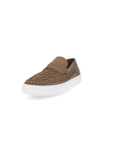 360 degree animation of product Stone woven cupsole loafers frame-23