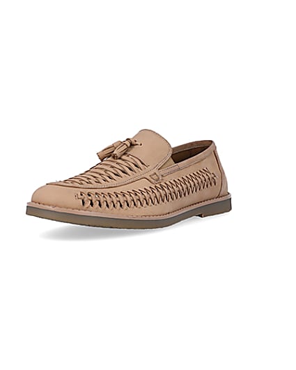 360 degree animation of product Stone woven tassel detail loafers frame-0