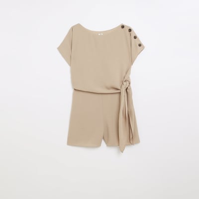 Stone wrap short sleeve playsuit