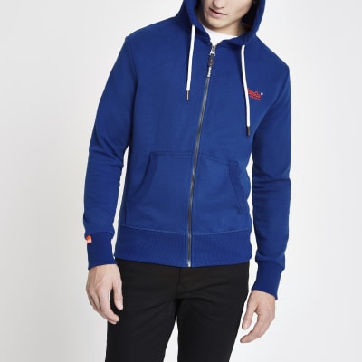 Superdry blue zip hoodie | River Island