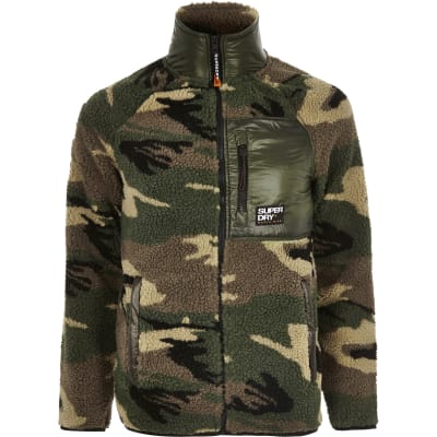 camo fleece zip up jacket