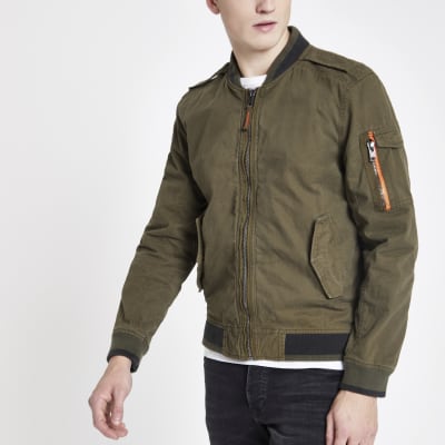 Superdry khaki bomber jacket River Island