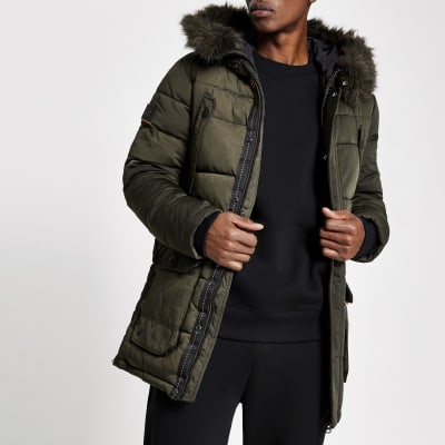 khaki jacket with fur hood