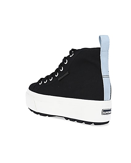360 degree animation of product Superga black high top trainers frame-6