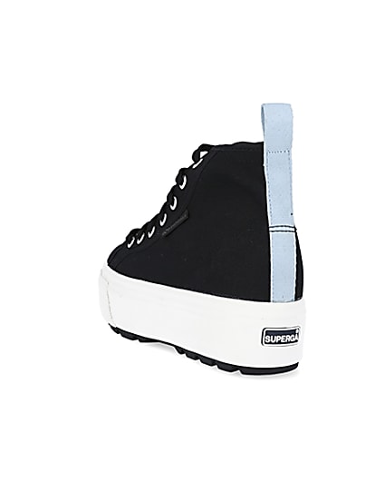 360 degree animation of product Superga black high top trainers frame-7