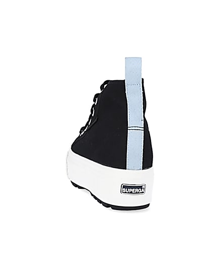 360 degree animation of product Superga black high top trainers frame-8