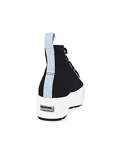 360 degree animation of product Superga black high top trainers frame-10