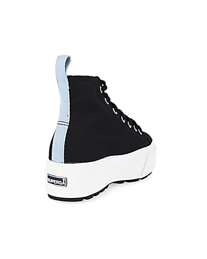 360 degree animation of product Superga black high top trainers frame-11
