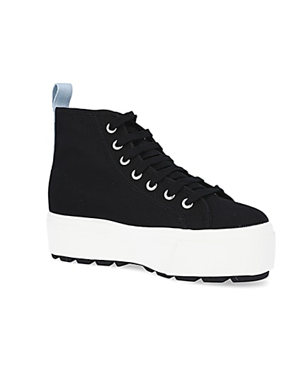 360 degree animation of product Superga black high top trainers frame-17